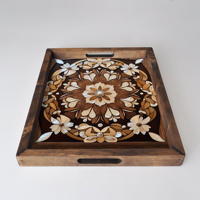 Aberto Design Bandeja REF045 Multicolor en Madera Maciza